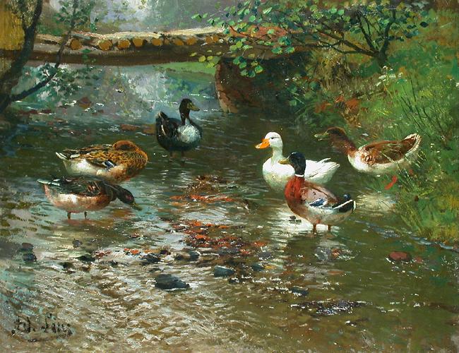 unknow artist Enten am Bach China oil painting art